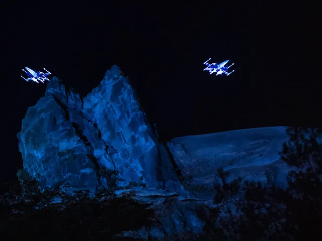Two X-wing CAVs flew over the opening ceremony of an attraction at Star Wars: Galaxy&rsquo;s Edge at Walt Disney World Resort in December 2019.&nbsp;